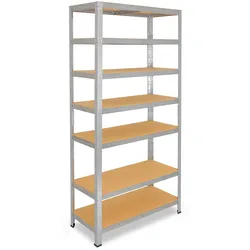 shelfplaza HOME 200x90x60 cm Schwerlastregal in verzinkt mit 7 Böden und 125 kg Traglast pro Boden