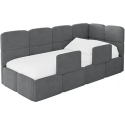 EINZELLBETT Jugendbett mit Bettkasten, Links - KIVY 100x200 Dunkelgrau