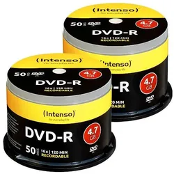 Intenso 2er-Set DVD-R 4.7GB 16x mit je 50 Rohlingen, Optischer Datenträger