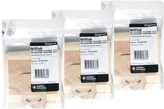 3 PAKKER - Nilfisk GD 1010/ GDS 1010/ HDS 1010 - Original 1408618000 støvsugerposer