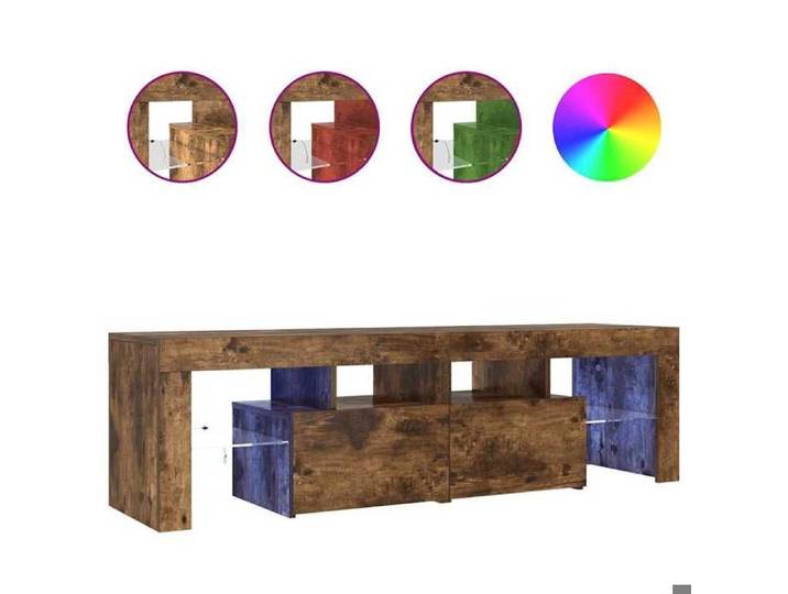 FAF-NEUF* Armoire téléviseur Meuble TV avec lumières LED - chêne fumé - 140x36 5x40 cm JUILLET474363