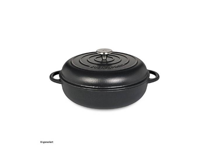 Küchenprofi Bratpfanne Gourmetpfanne mit hohem Deckel, Gusseisen (1-tlg), für den Grill geeignet