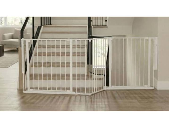Safetots Zwei-Tür-Treppenschutzgitter Set, Weiß, 207cm Gesamtlänge, Schraubmontage, 70cm Höhe