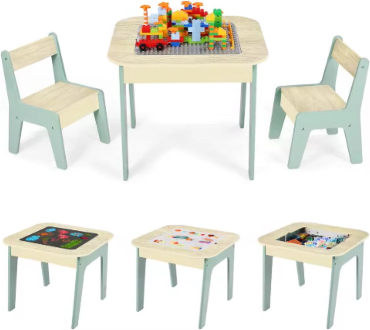 Bolt Edge 2-in-1 Kindertafel en Stoeltjes met Opbergruimte - Lichtgrijs