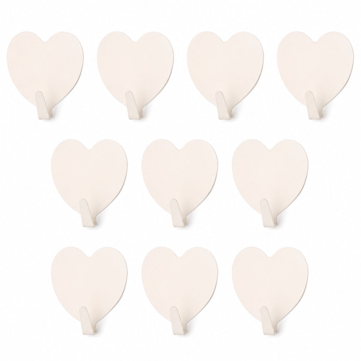 Consumerce® Zelfklevende Hartvormige Ophanghaakjes – 10 stuks – Wit