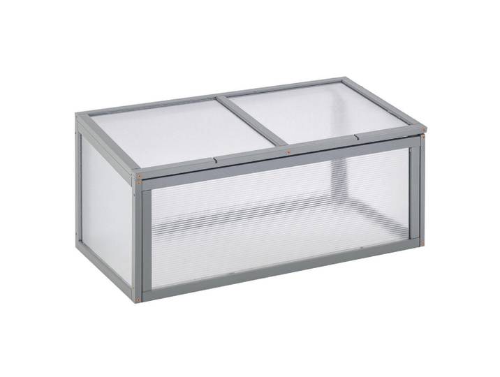 ComfortXL Gewächshaus De-05764 Holz & Polycarbonat, mit aufklappbarem Dach Grau, 46x40x90 cm, Gartenzubehör, Gartenhäuser & Gewächshäuser