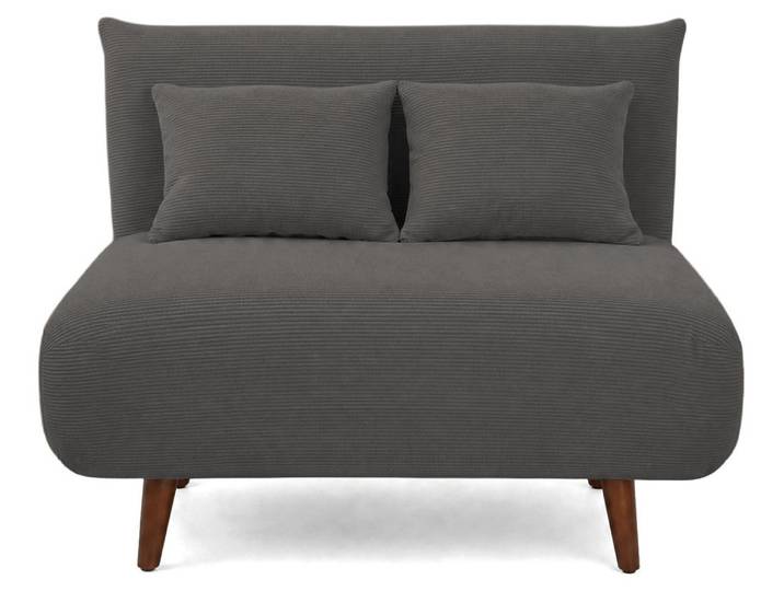 Best Mobilier Lumi - Banquette convertible clic-clac 1 place en velours côtelé \, Gris