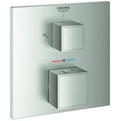Grohe Grohtherm Cube Fertigmontageset 24154DC0 supersteel, UP-Brause-Thermostat mit 2-Wege-Umstellung