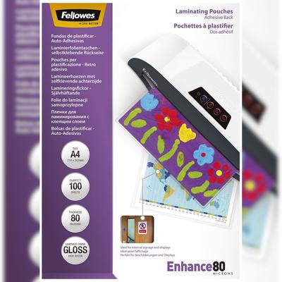 Fellowes® 5302202 Laminierfolie Enhance Mikron Peel & Stick - A4, glänzend, 80 mym, 100 Stück