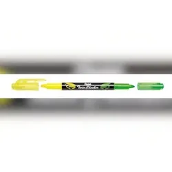 Pentel Textmarker Twin Checker, 2-fabiger Textmarker, gelb/hellgrün, Strichstärke: 1,0 - 3,5mm.