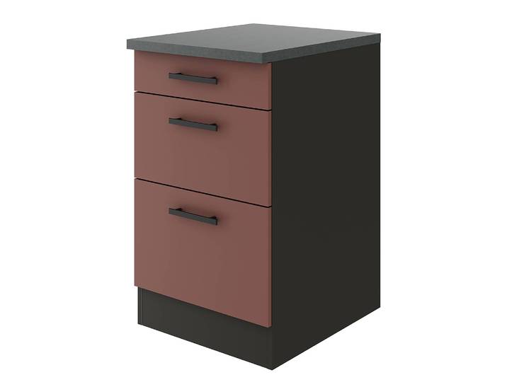 Meuble bas à tiroirs 50cm Rouge/Rouge rouille/Anthracite
