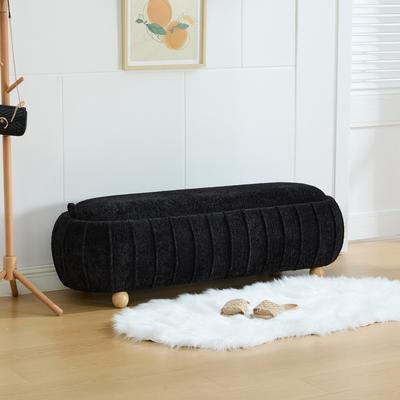 Kodotan sofa "55.12""W Upholstered Flip-top Storage Accent Bed Bench, Chenille Footrest Ottoman with Rubberwood Legs For Living Room"