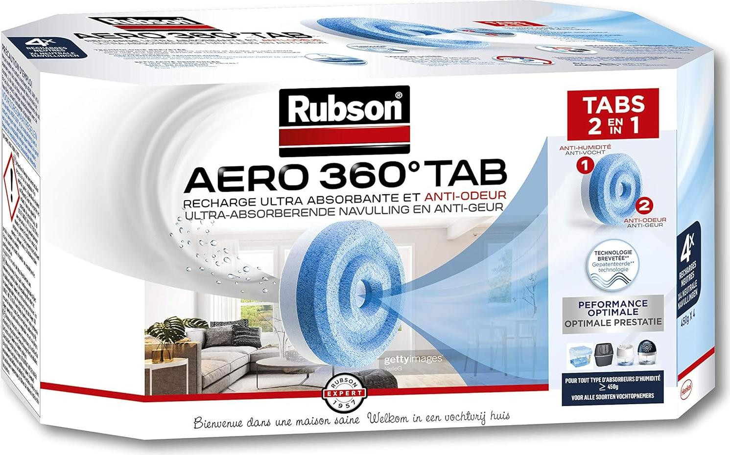 Henke Absorbeer Vochtvreter Tabletten Blauw Wit 20 m² 4 stuks