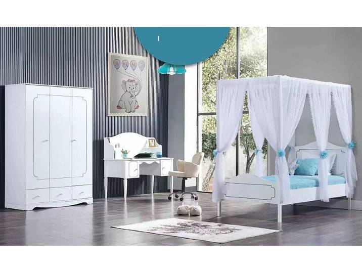 Xlmoebel Kinderbett Himmelbett aus weißem Holz mit individueller Gestaltungsmöglichkeit (Kinderbett, 2-tlg., Kinderbett), Hergestellt in Europa