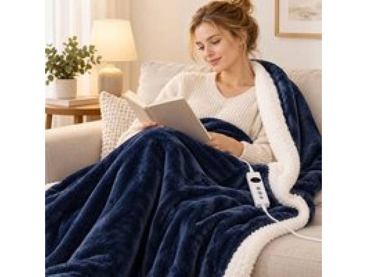 Couverture Chauffante Électrique 160 × 130 Cm 9 Chaleurs 9 Minuteries Surchauffe Lavable Gris