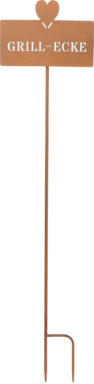 TrendLine Gartenstecker Grill-Ecke aus Metall 100 x 24 cm Rostoptik