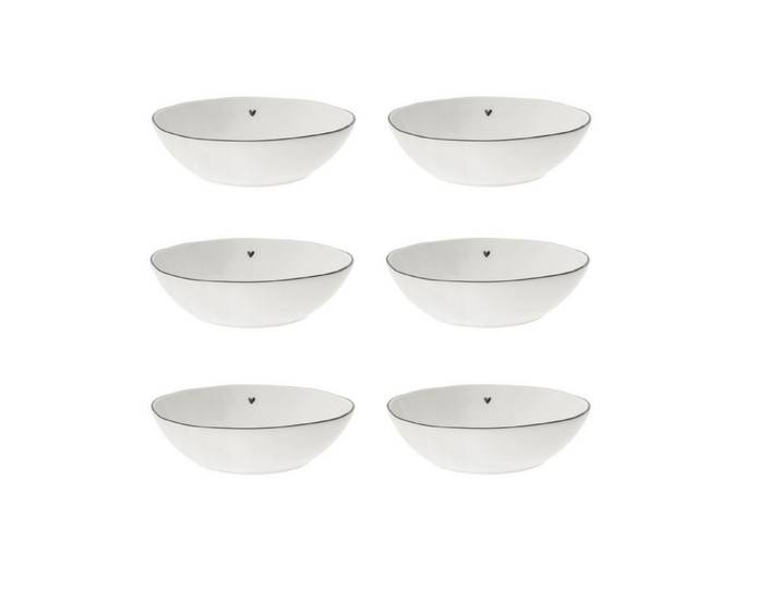 Bastion Collections Suppenteller Schwarzes Herz, Spülmaschinengeeignet, Weiß, Herz, H: 5cm