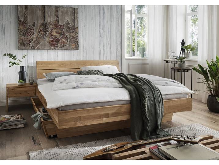 Doppelbett Kopfteil geteilt 'Astoria II' 180x200cm Wildeiche geölt