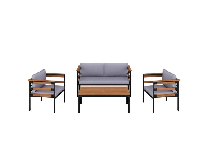 Lounge Holz MARLA schwarz/natur/grau
