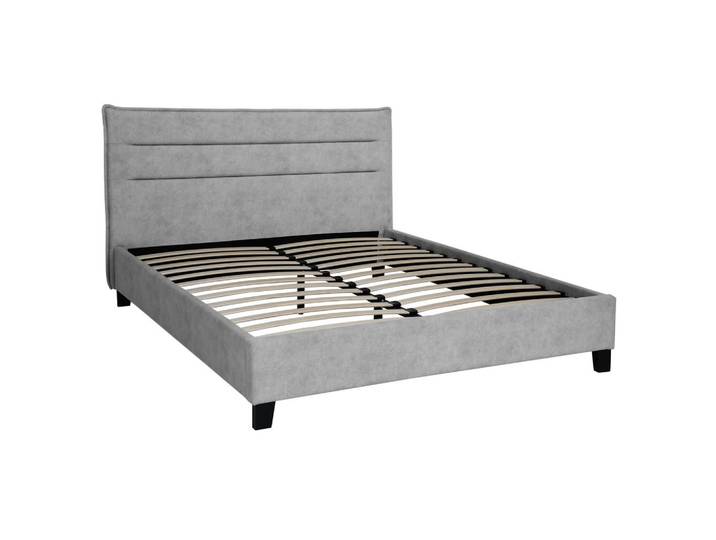 Beautysofa Polsterbett Mane, ohne Bettkasten, 160x200 cm, Velours-Stoff, Grau, 160x200 cm, Schlafzimmer, Betten, Polsterbetten