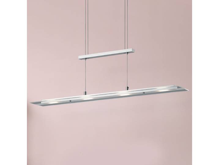 LED-Pendelleuchte Milos 80 x 170 x 12cm Silber/Silber Eisen, lackiert Klarglas LED LED-Platine