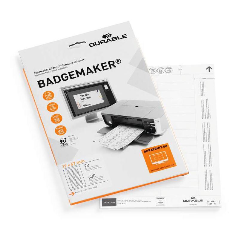 DURABLE Einsteckschilder für Namensschilder Badgemaker 6,7 x 1,7 cm, 600 St.