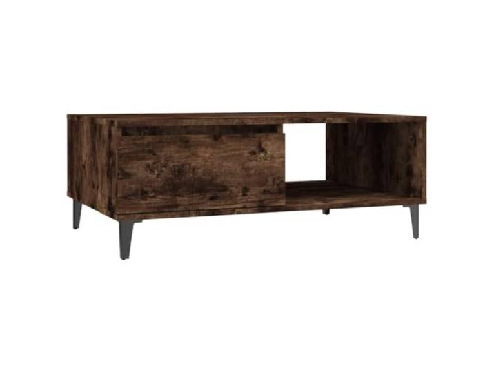 Favemtsl Couchtisch Räuchereiche 90x60x35 cm Holzwerkstoff Beistelltisch Moderner Sofatisch mit Ablage für Bücher im Wohnzimmer, stabile Metallbeine und pflegeleichte Oberfläche.