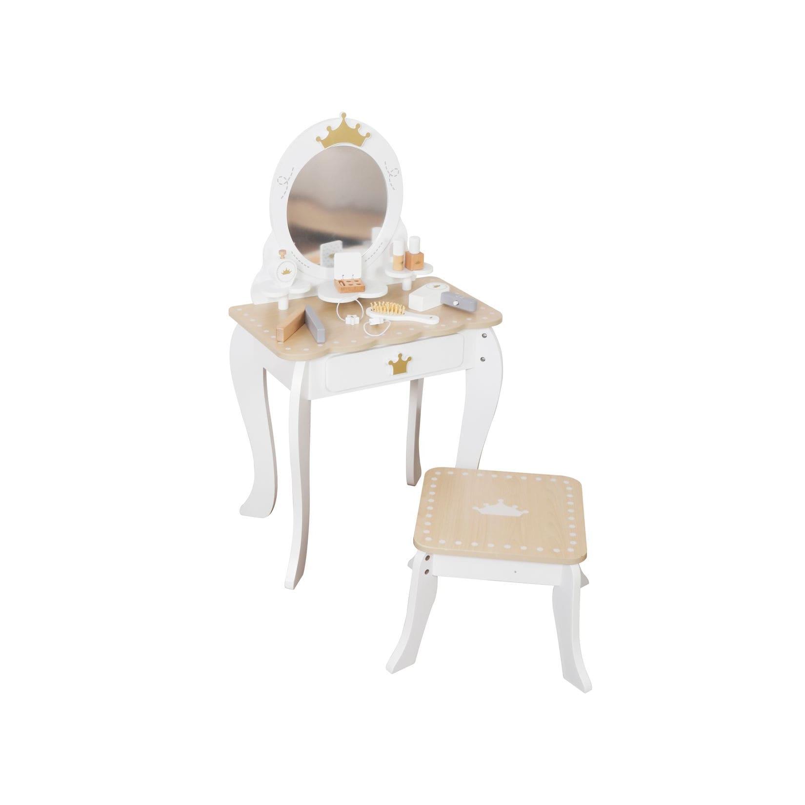 Moni Kinder Schminktisch W08H206, Holz, Zubehör, Spiegel, Bürste, Haargummis weiß