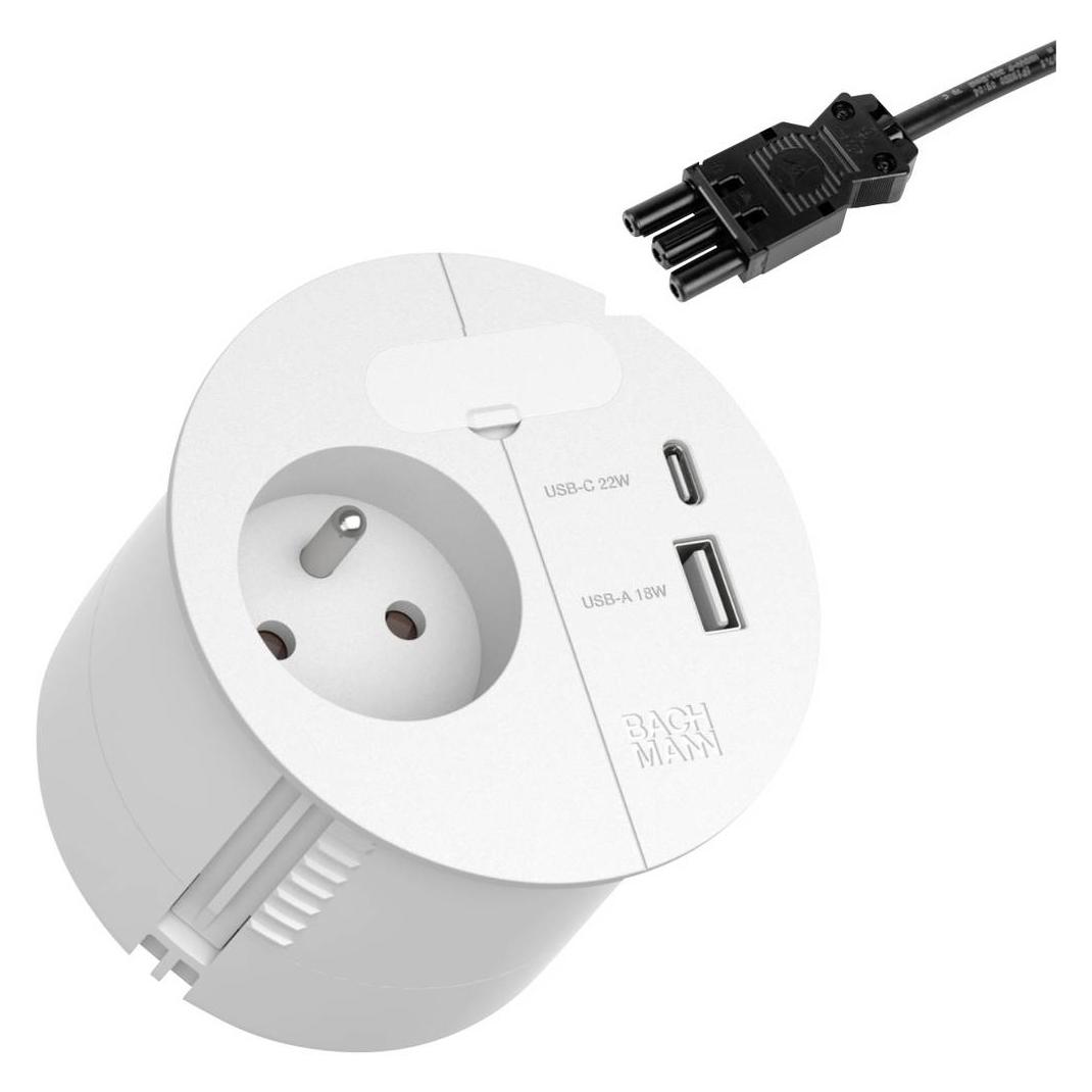 Bachmann LOOP IN CHARGE UTE Steckdose USB A/C Montagestecker, weiss (938.304) (938.304)