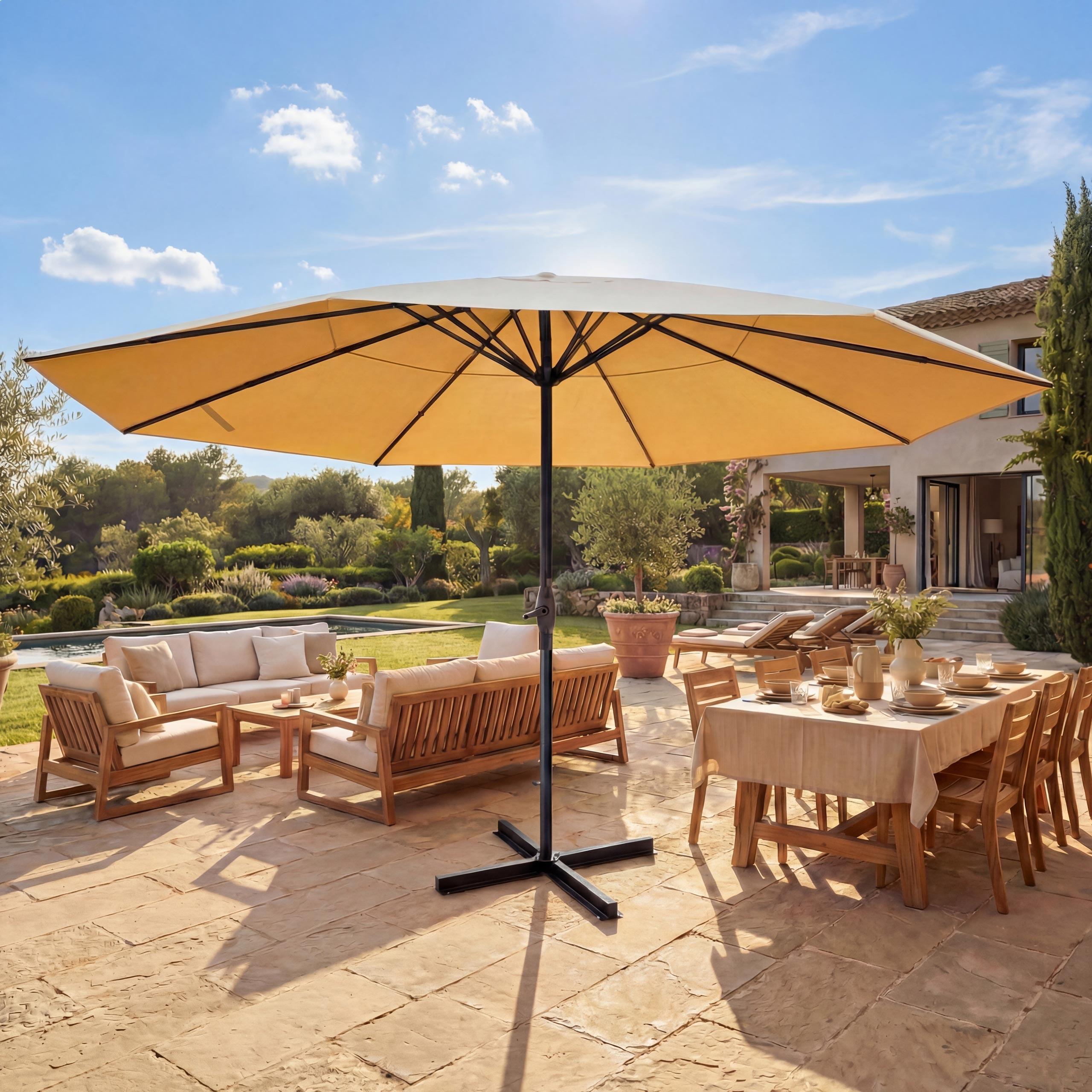 Sonnenschirm Meran Pro, Gastronomie Marktschirm ohne Volant Ø 5m Polyester/Alu 28kg creme ohne Ständer