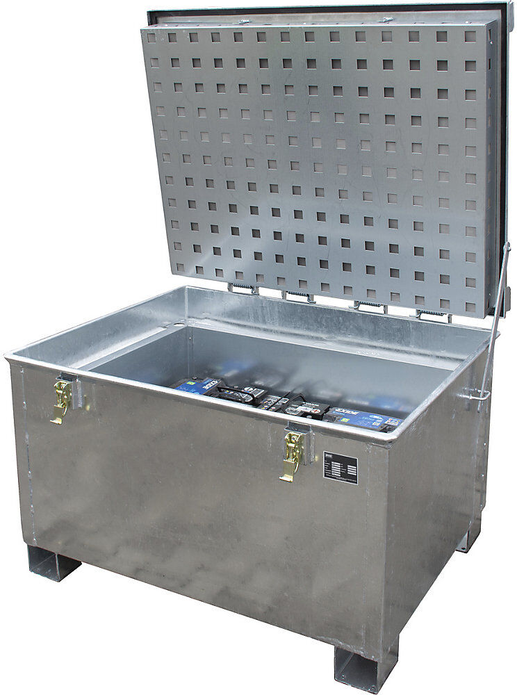 Akku-Lagerbehälter für Lithium-Ionen-Batterien/-Akkus, Volumen 280 l, LxBxH 1000 x 1200 x 750 mm, ab 2 Stk eurokraft pro