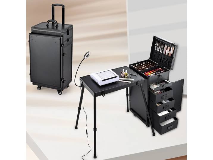 Table de manucure roulante à 5 tiroirs, chariot de maquillage pliable, bureau à ongles, étui de maquillage sur roulettes, Table à ongles cosmétique, poste de travail Mobile