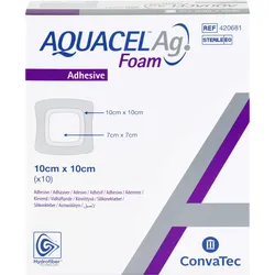 Aquacel Ag Foam Adhäsiv 10x10cm Verband 10 ST
