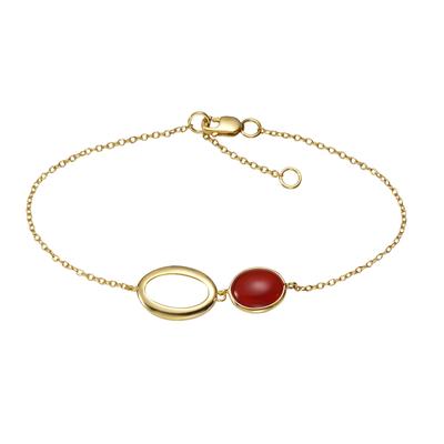 Armband JAMELLI "Silber 925 vergoldet 17/19cm lang mit echtem Carneol", gelb (gelb, blau), Armbänder, Damen, 19cm, Silber 925 (Sterlingsilber), glänzend, Armband