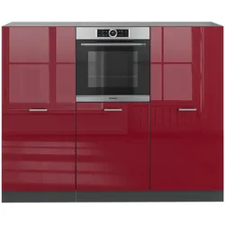 Vicco Küchenzeile Küchenblock Einbauküche R-Line Anthrazit Bordeaux Hochglanz Backofen