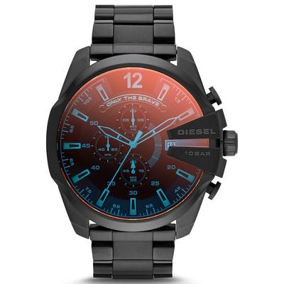 Chronograph DIESEL "MEGA CHIEF", schwarz, Armbanduhren, Herren, Chronograph, Quarzuhr, Armbanduhr, Herrenuhr, Stoppfunktion, Edelstahlarmband