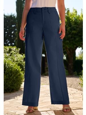 Plus Size Women's Wide-Leg Cargo Pants by Roaman's in Navy (Size 18 W)