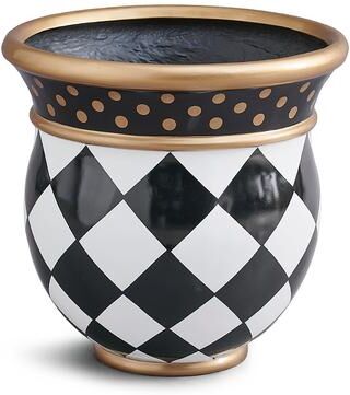"Zara Painted Pot Planter - 20"", Black & White/ 20"" - Grandin Road"