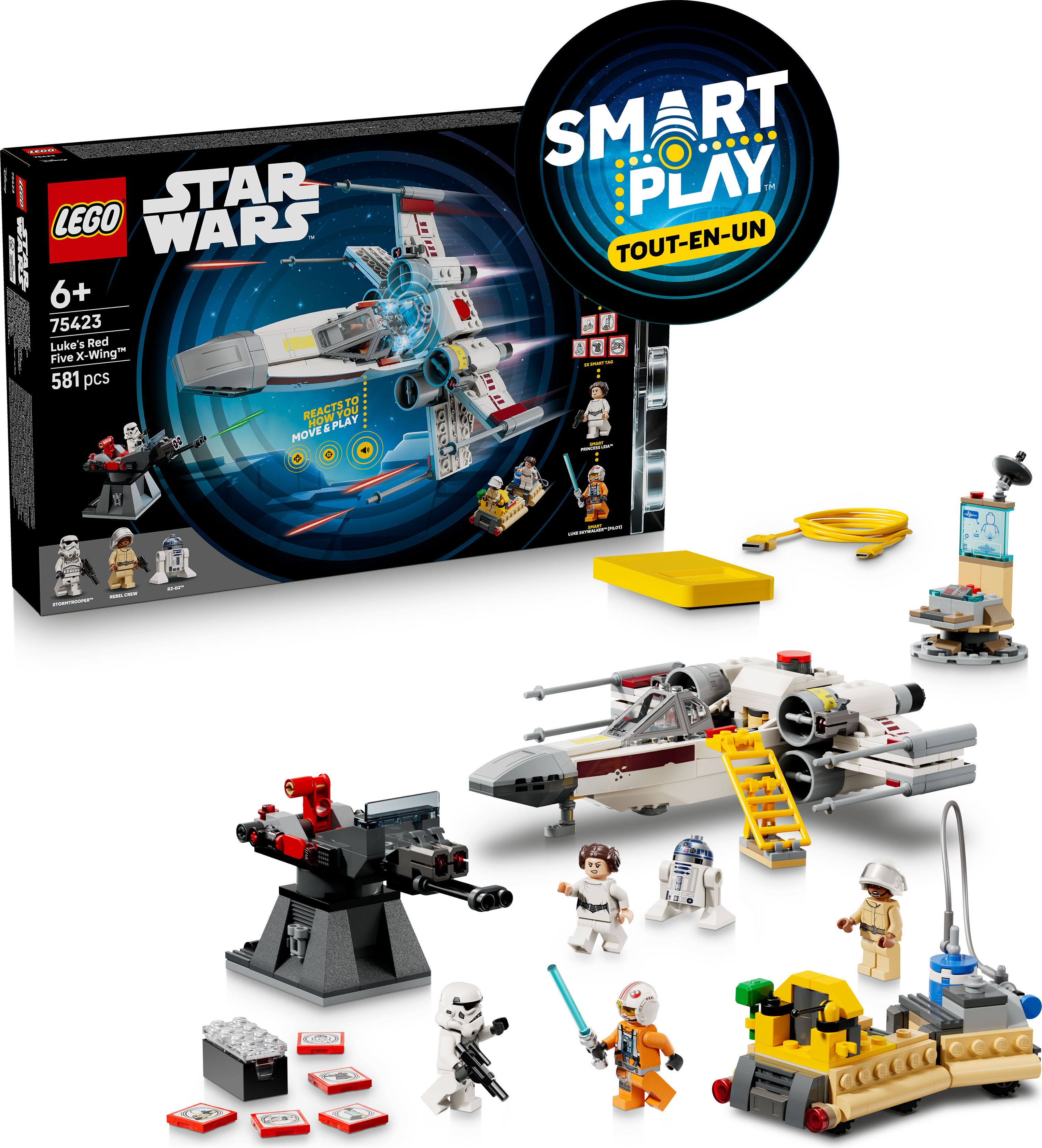 Konstruktionsspielsteine LEGO "SMART Play™ Lukes Rot Fünf X-Wing (75423), LEGO Star Wars™", bunt, Spielbausteine, Kinder, Kunststoff, inklusive SMART Brick; mit Licht- und Soundeffekten