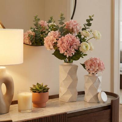 Sagebrook Home Decorative Jars Set of 2 - White Ceramic Pattern, 10/13 in.