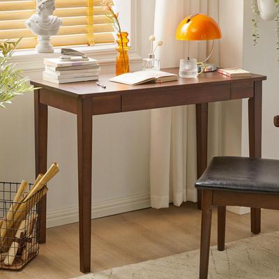 Compact Wood Office Writing Desk with Built-in Storage Drawer and Solid Wood Legs by GDFStudio