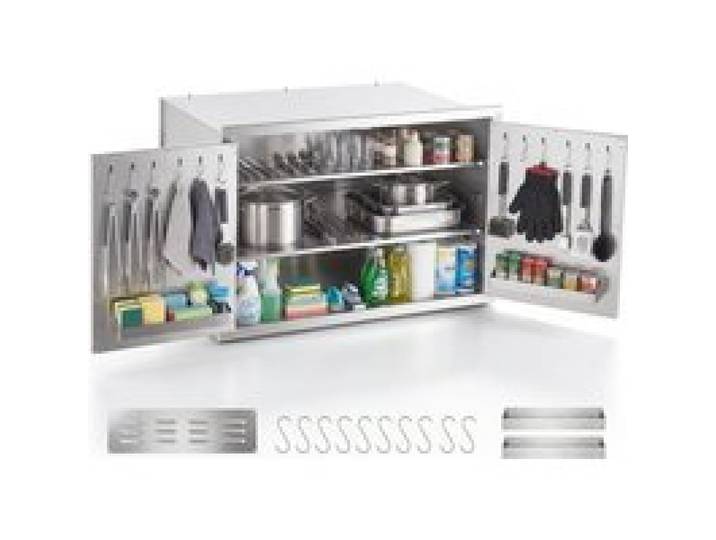 VEVOR Einbauschrank Outdoor-Küche 76x52x52 cm Küchenschrank Edelstahl für Tägliches Grillen und die Aufbewahrung von Kochgeschirr, mit Magnetverschlüssen, Haken und 2 Integrierten Türablagefächer