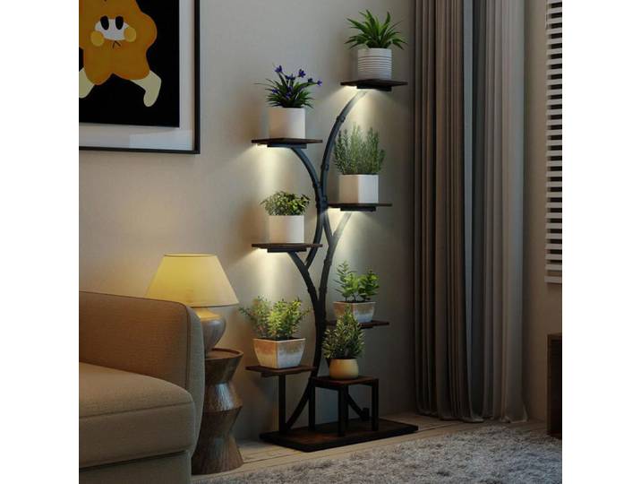 Pour succulentes et plantes tropicales étagère plantes d'intérieur avec éclairage design incurvé 8 niveaux