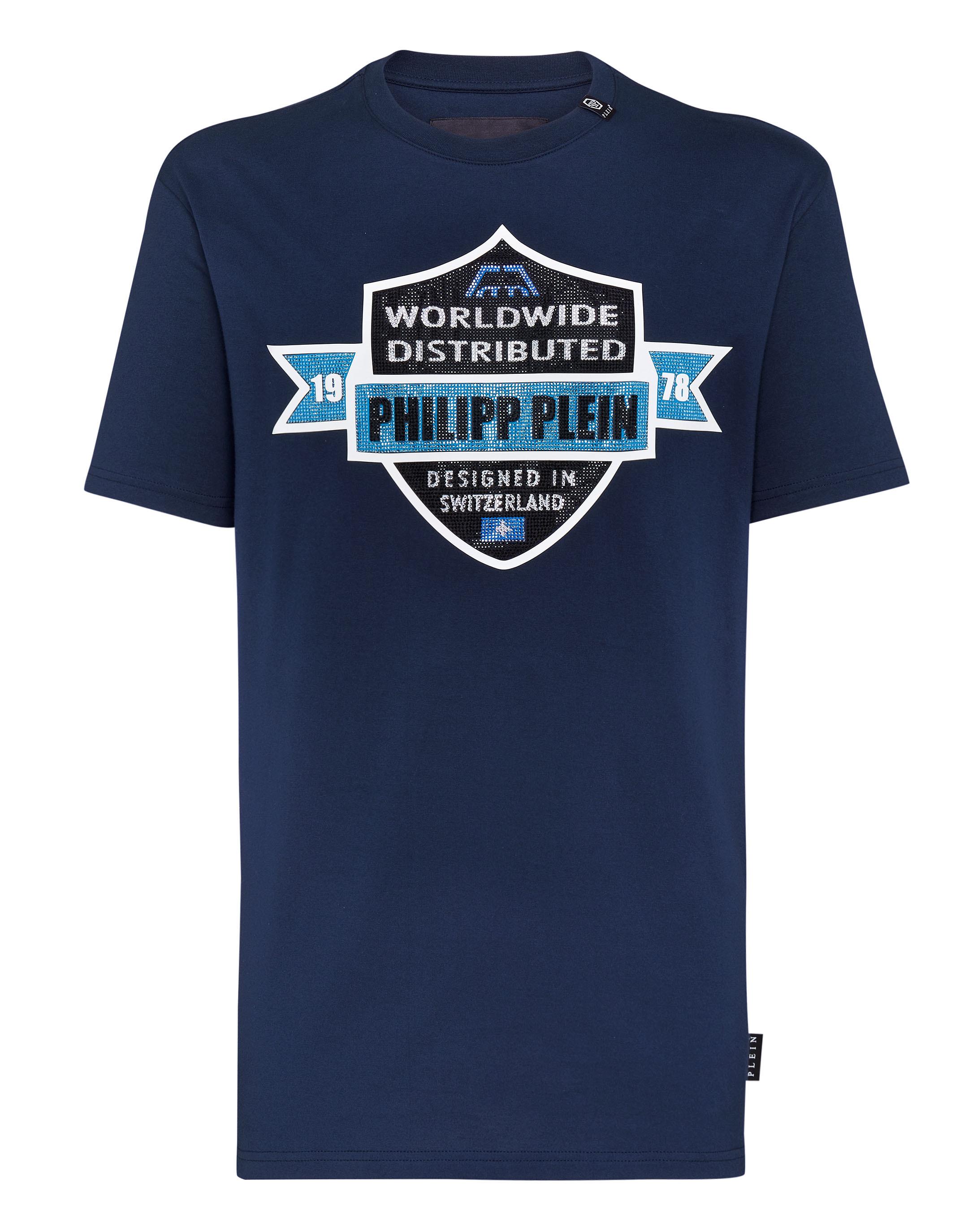 Philipp Plein T-Shirt mit Rundhalsausschnitt und Brustwappen - Dunkelblau