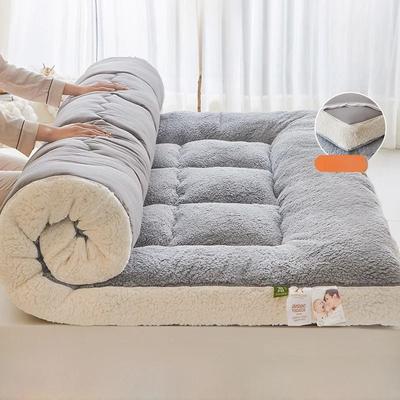 Uplifted Goods Soft Lamb Velvet Foldable Mattress Pad grey 200x220cm