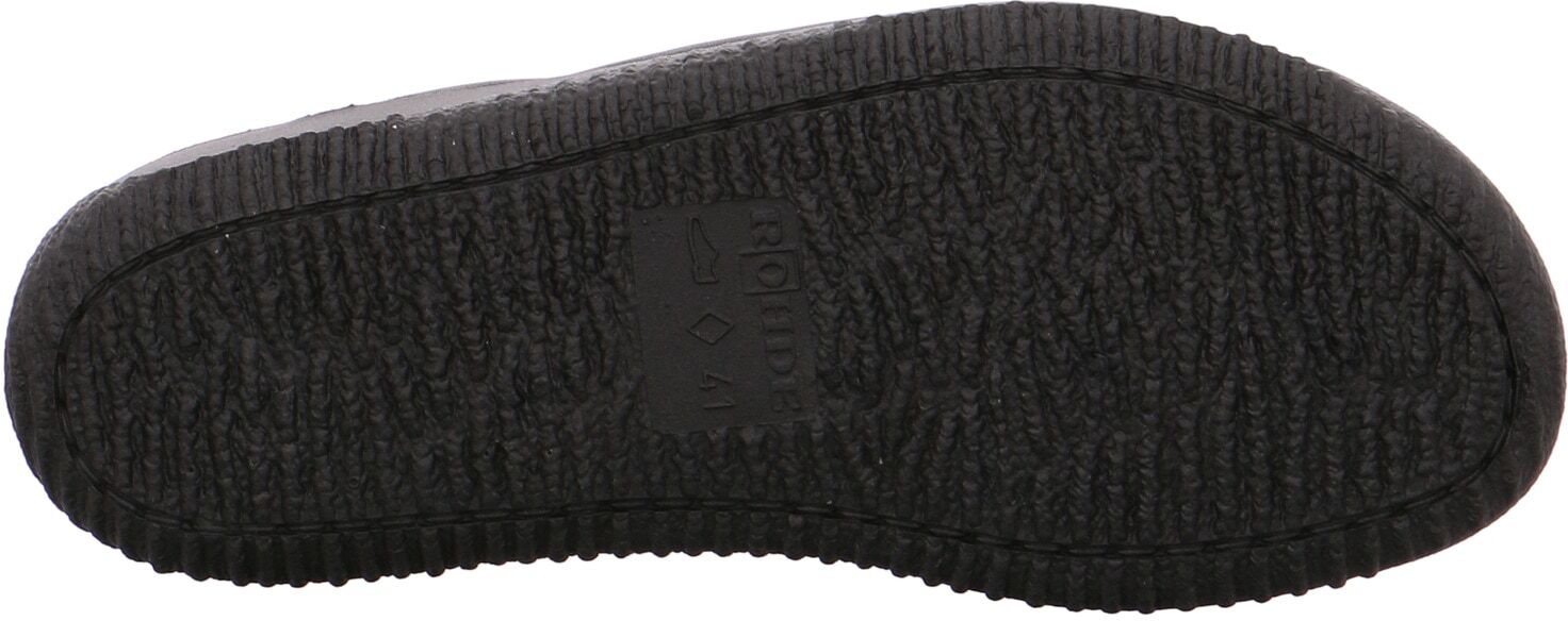Hausschuh ROHDE "Soltau-H", Herren, Gr. 43, schwarz, Nappaleder, Basic, Schuhe Hausschuh, Pantoffel, Schlappen, Homeslipper mit Gummizügen schwarz 43