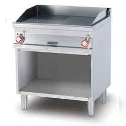 Redcook Elektrische Bratplatte 1/2 gerippt 1/2 glatt Chrom MOCA Approved zwei Kochzonen. Inox-Struktur. Abmessungen 80x70,5 h 90 cm. FTLR-78ETS