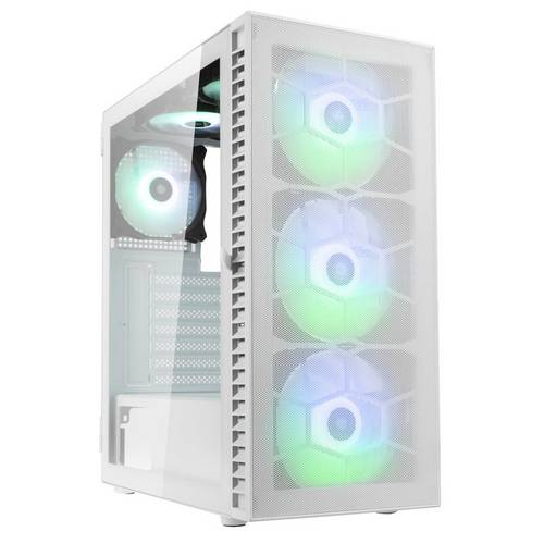 Kolink Observatory HF Mesh Midi-Tower PC-Gehäuse Weiß 2 vorinstallierte Lüfter, 4 Vorinstallierte LED Lüfter