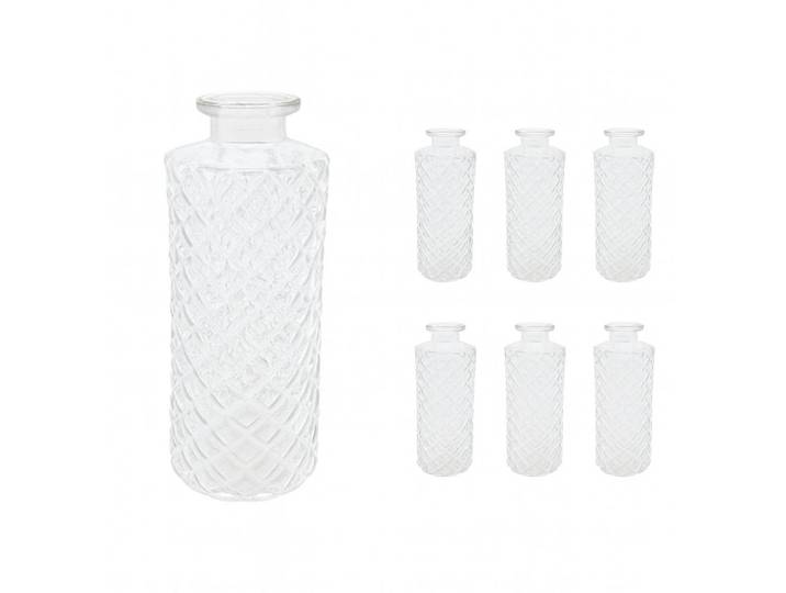 Relaxdays Vasen Transparent 6er-Set Glas Vintage, Rund, 13 cm, Dekoration, Vase, Glasvasen