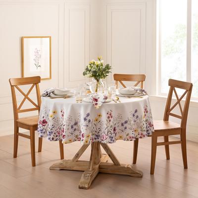 Threadmade Poppy Wildflower Bordered Tablecloth